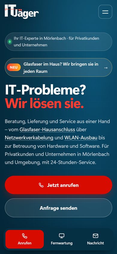 Die Website von IT-Jäger auf dem Smartphone