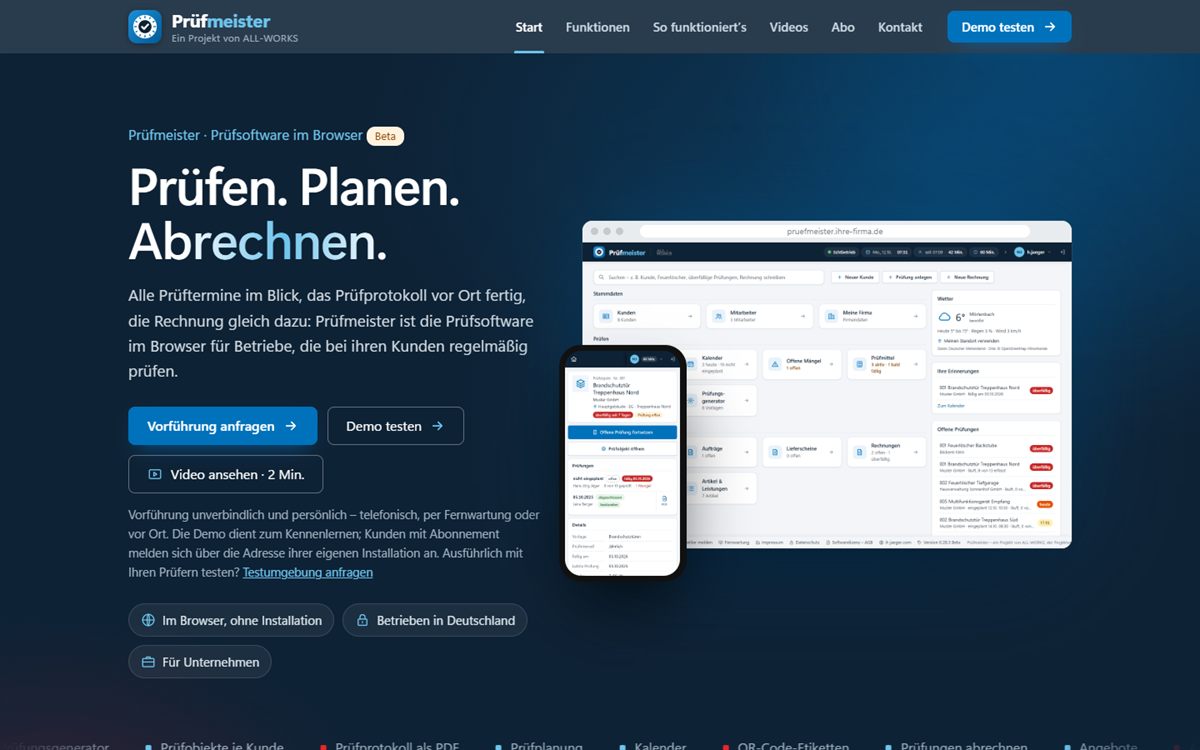 Startseite von pruefmeister.de